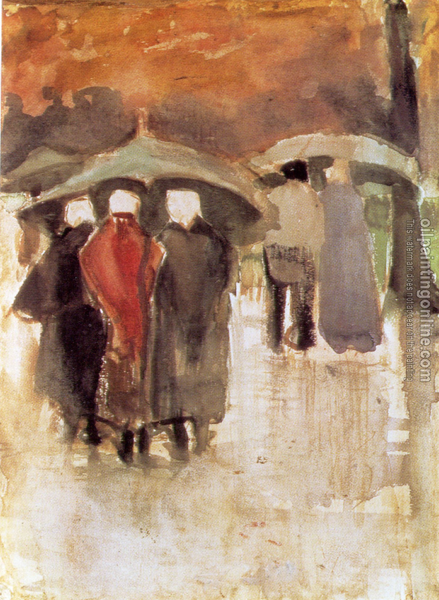 Gogh, Vincent van - Scheveningen women and other people under umbrellas